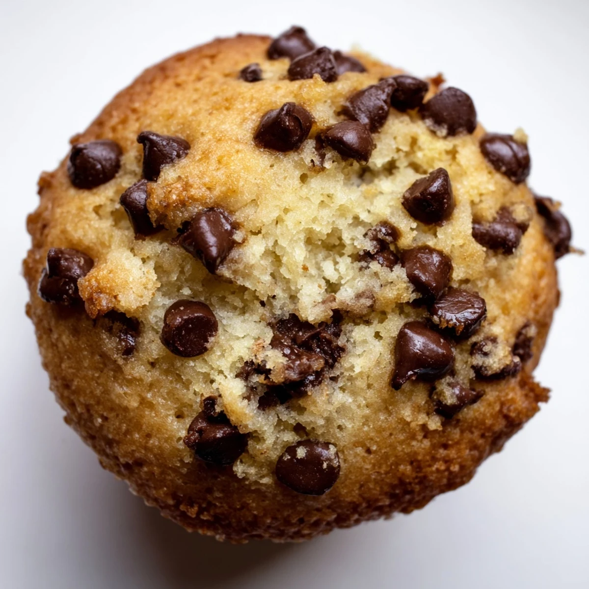 Warm Chocolate Chip Muffins cooling on a wire rack, revealing a fluffy interior and rich vanilla aroma.