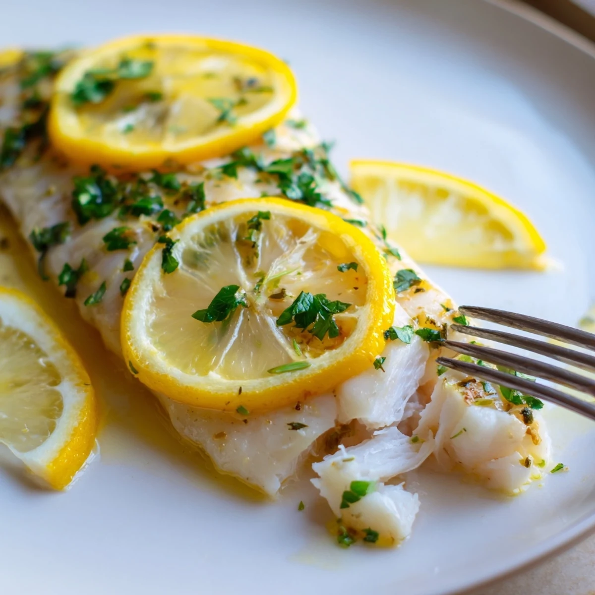 Golden, herb-crusted fish fillet, served with roasted vegetables and a light salad for a healthy meal.
