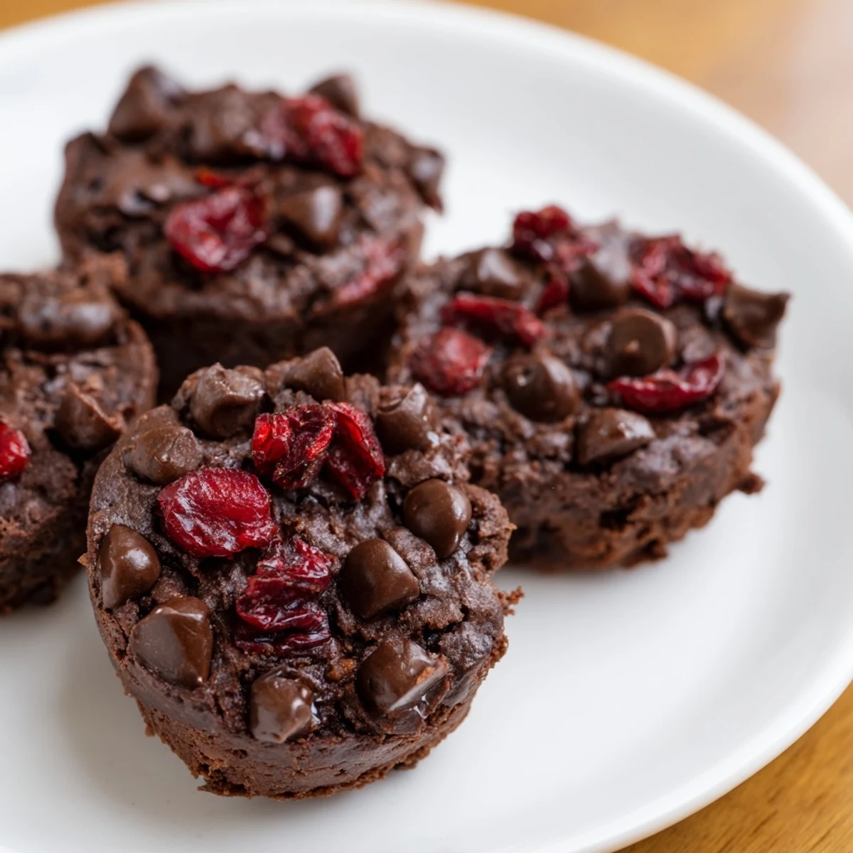 These fudgy Chocolate Cherry Brownie Bites are studded with tart cherries and chocolate chips for a perfect dessert snack.  