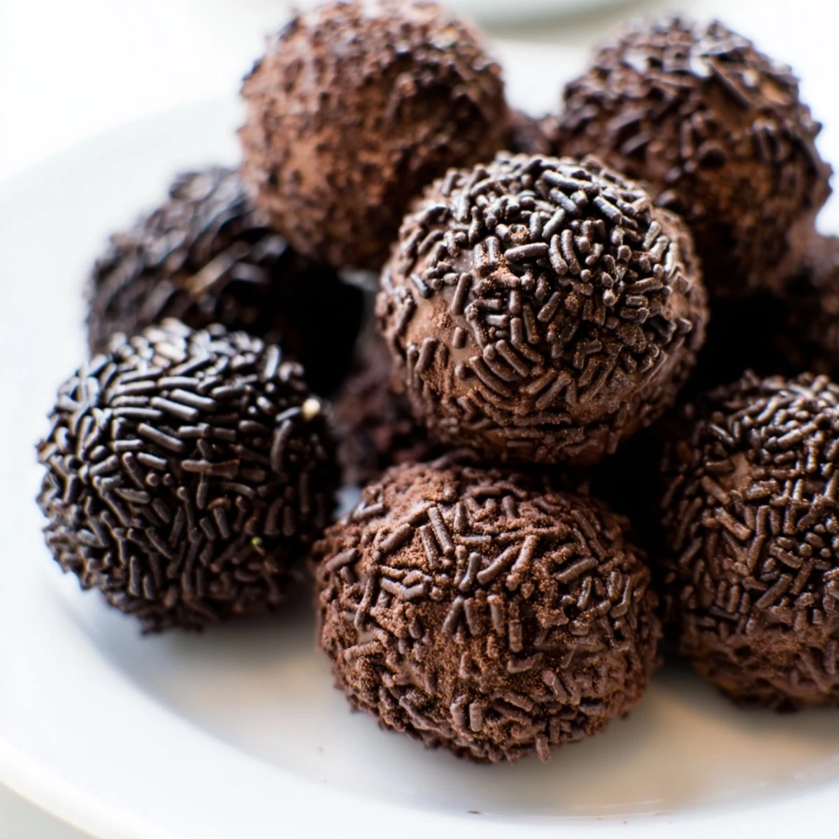 Smooth Irish Cream Truffles with chocolate sprinkles, displayed on a rustic wooden board for an easy homemade gift.  
