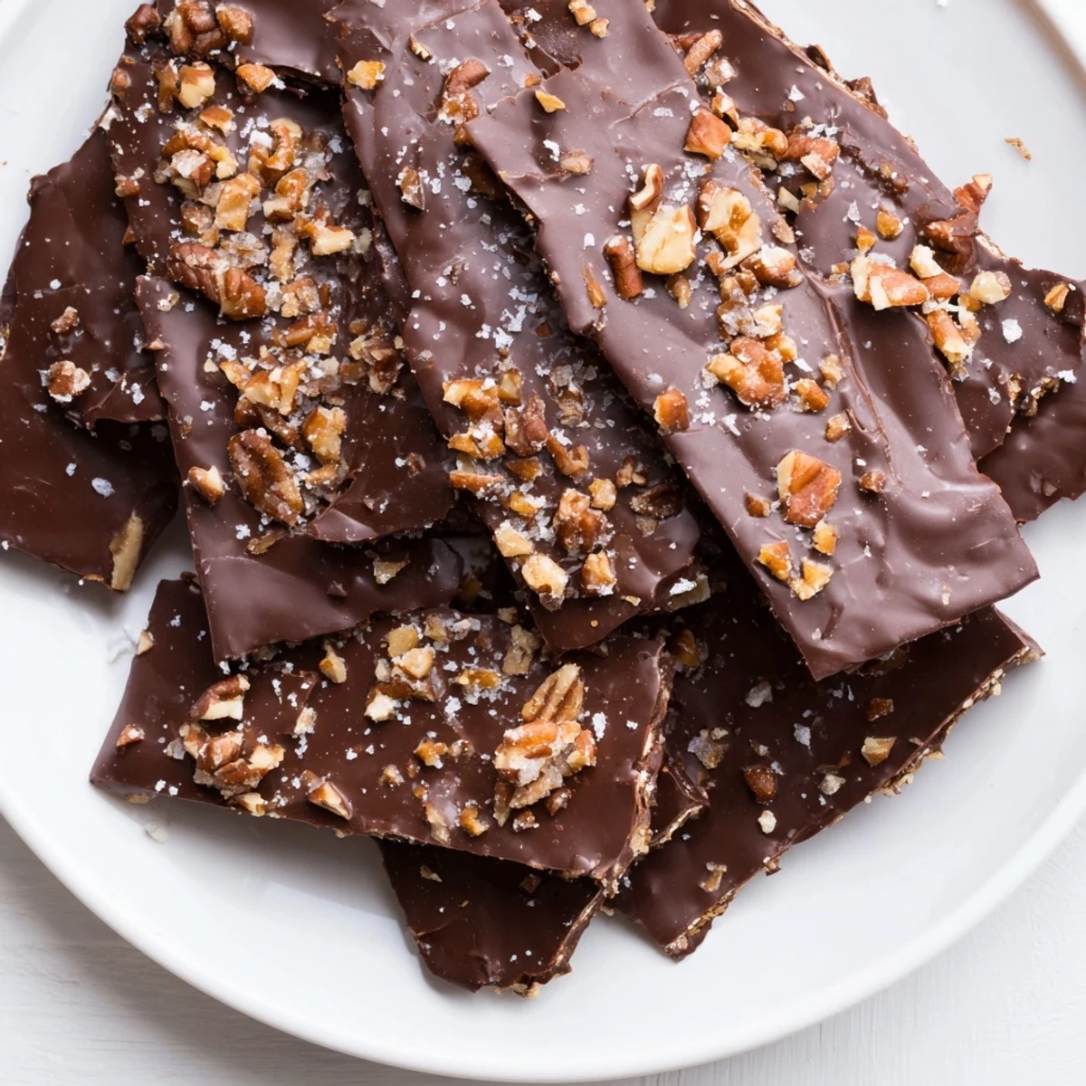 Chocolate Covered Matzo Crackers stacked on a wooden board, ready to be enjoyed with a hot cup of coffee.