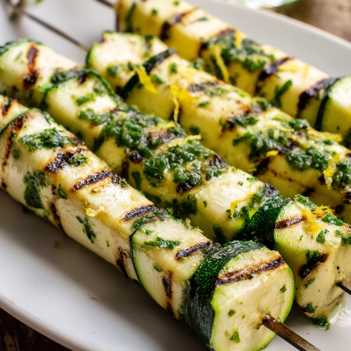 Tender grilled zucchini rounds brushed with garlic butter, served as a healthy side or vegetarian main.