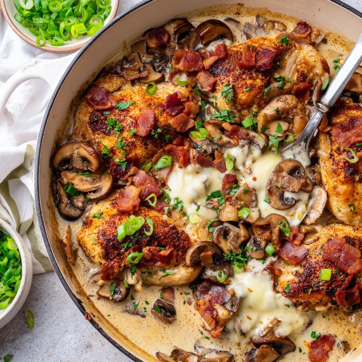 A hearty serving of Mississippi Mud Chicken paired with mashed potatoes and fresh parsley garnish.