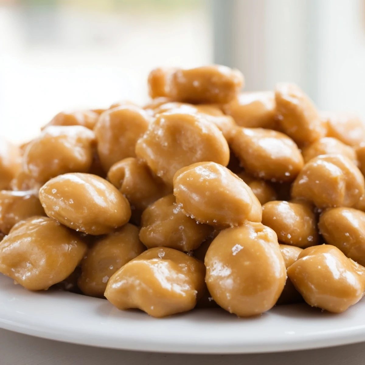 Buttery caramel glazed oyster crackers arranged on a rustic wooden board for parties
