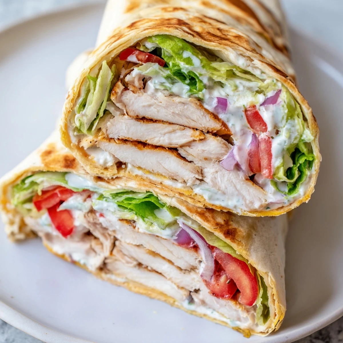 Delicious high protein wrap featuring savory chicken strips in crispy cottage cheese flatbread with herbs