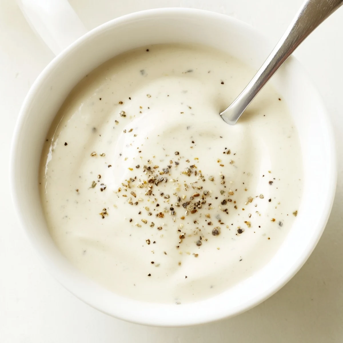 Thick tangy garlic sauce spread across a chicken shawarma platter with pickles and tomatoes