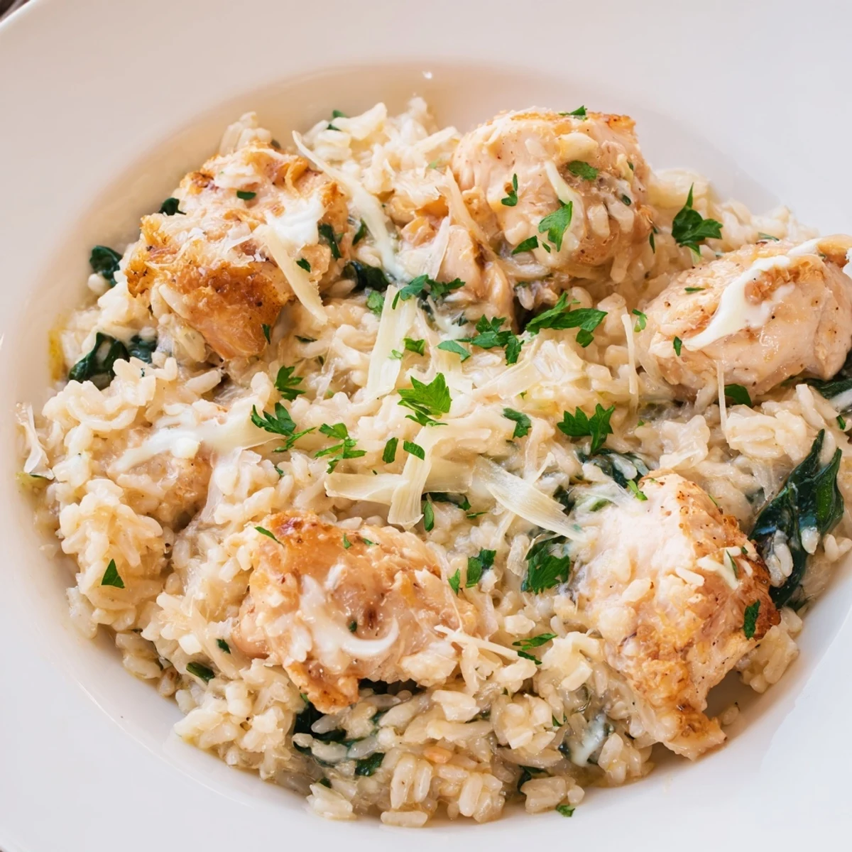 Comforting angel chicken rice bake casserole with tender rice and rich cream sauce in dutch oven