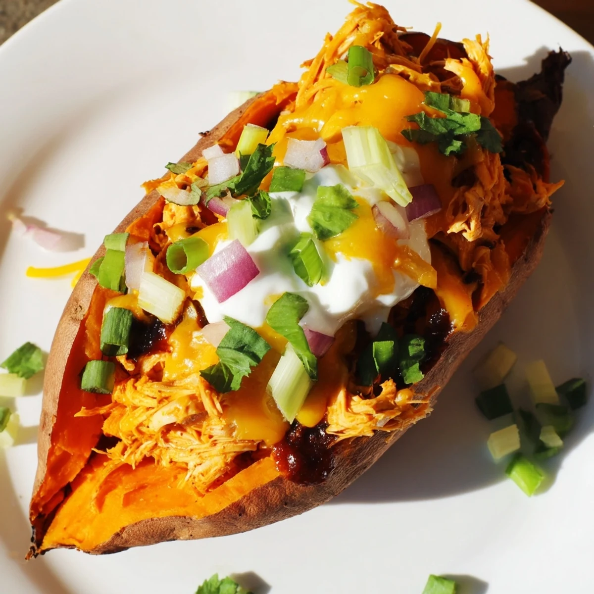 BBQ Chicken Stuffed Sweet Potatoes