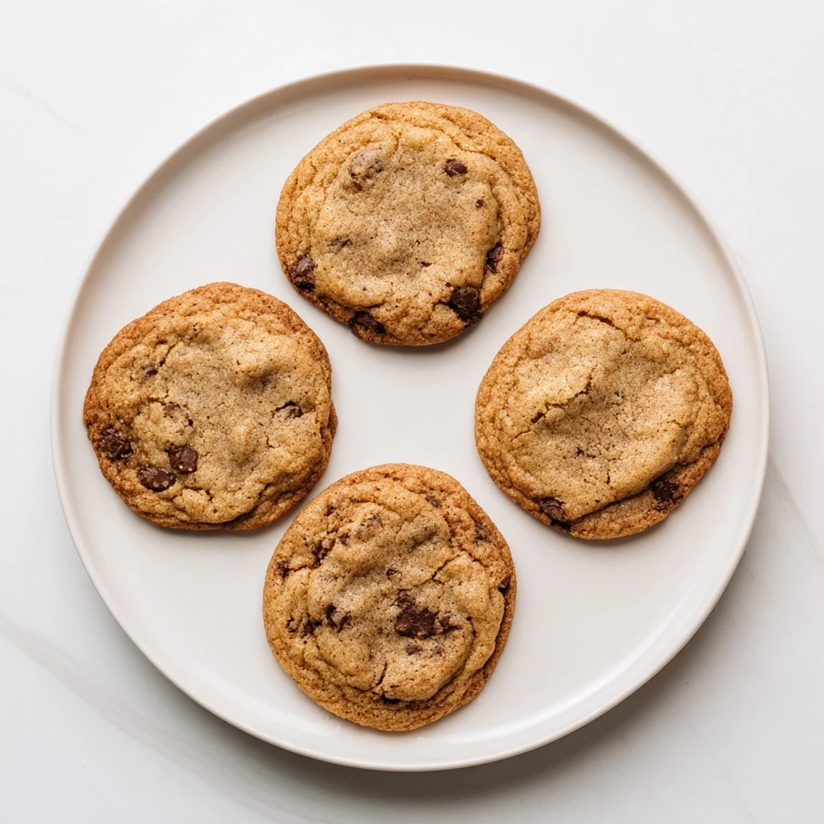 Soft nut free chocolate chip cookies with golden edges and melted chocolate chips stacked on a rustic plate