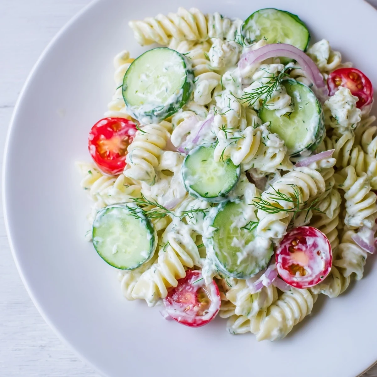 Bright ribbons of cucumber, tender pasta, and herbs compose this Cucumber Pasta Salad.