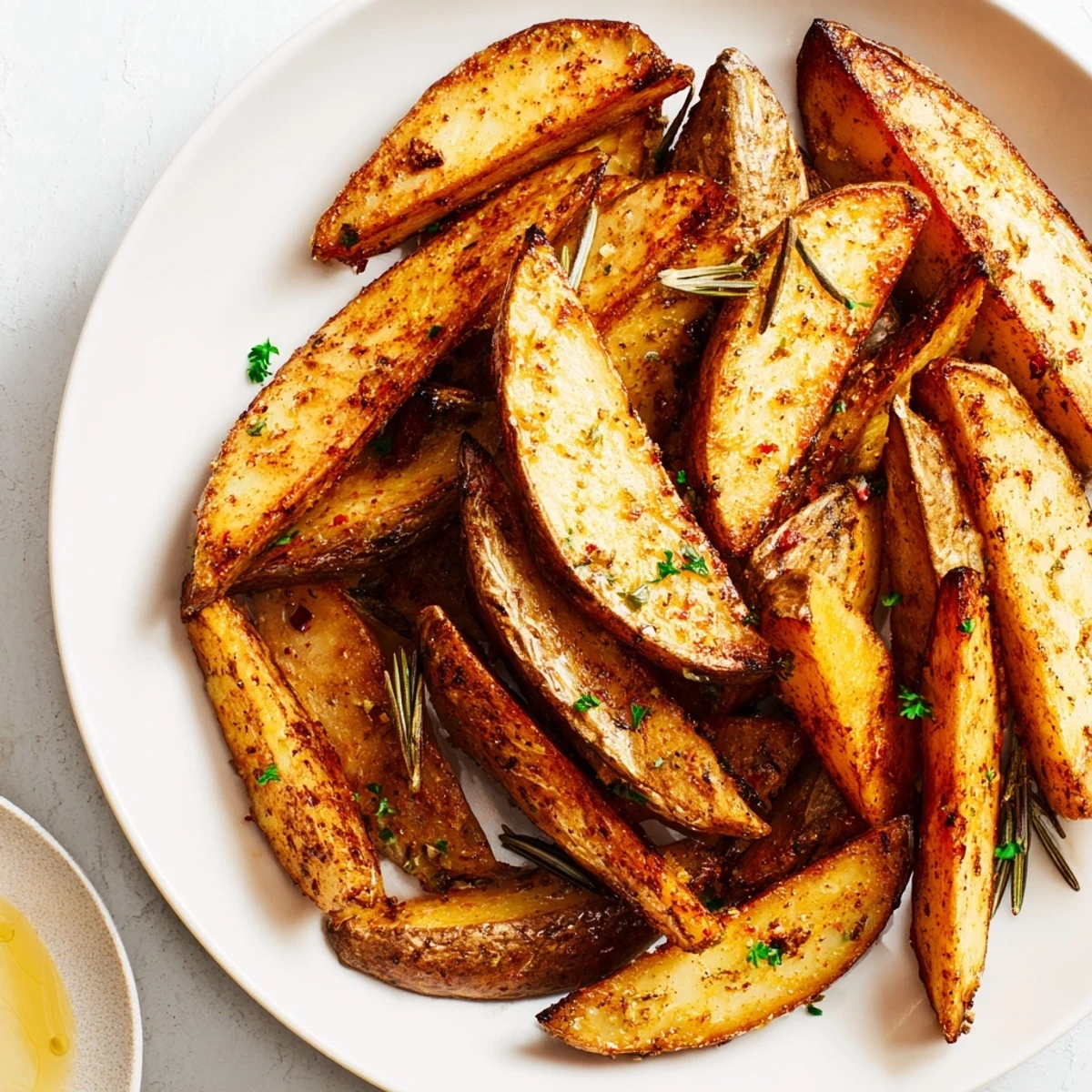 Golden Potato Wedges with oven-baked crisp edges and tender fluffy interior