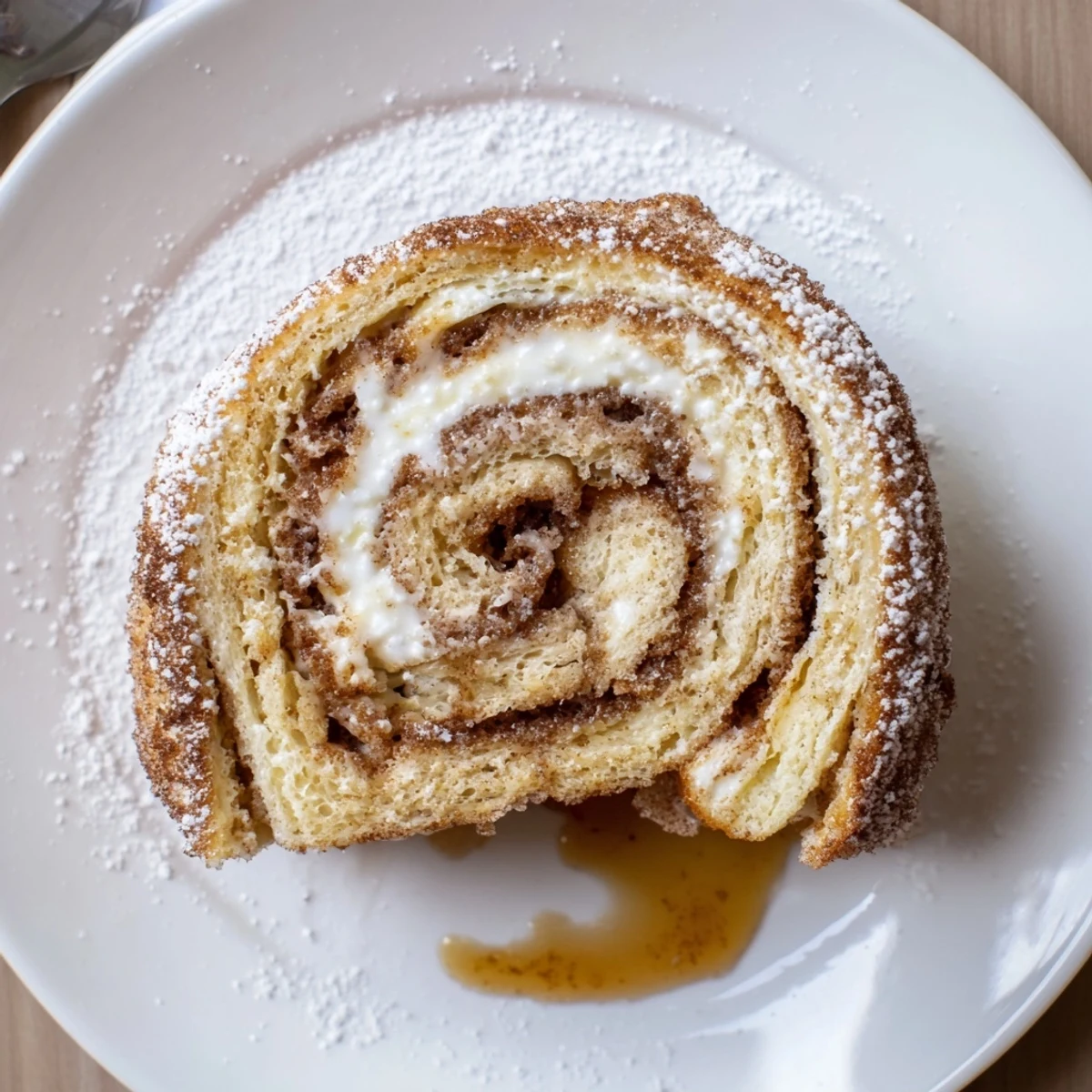 Buttery Cinnamon Roll French Toast Roll Ups crisped golden, served with maple