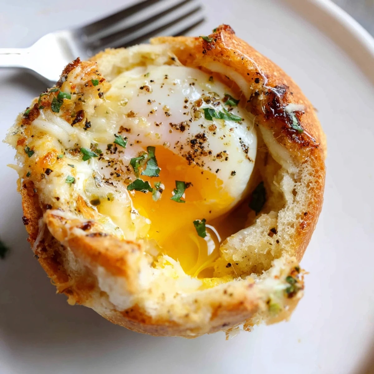 Buttery, garlicky Lazy Garlic Bread Egg Cups served warm with fresh parsley