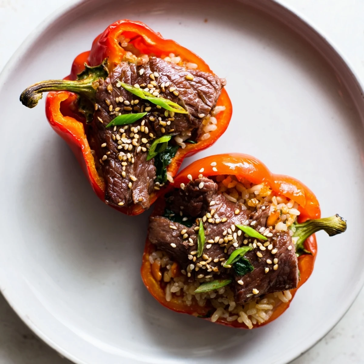 Korean Beef Bulgogi Stuffed Peppers