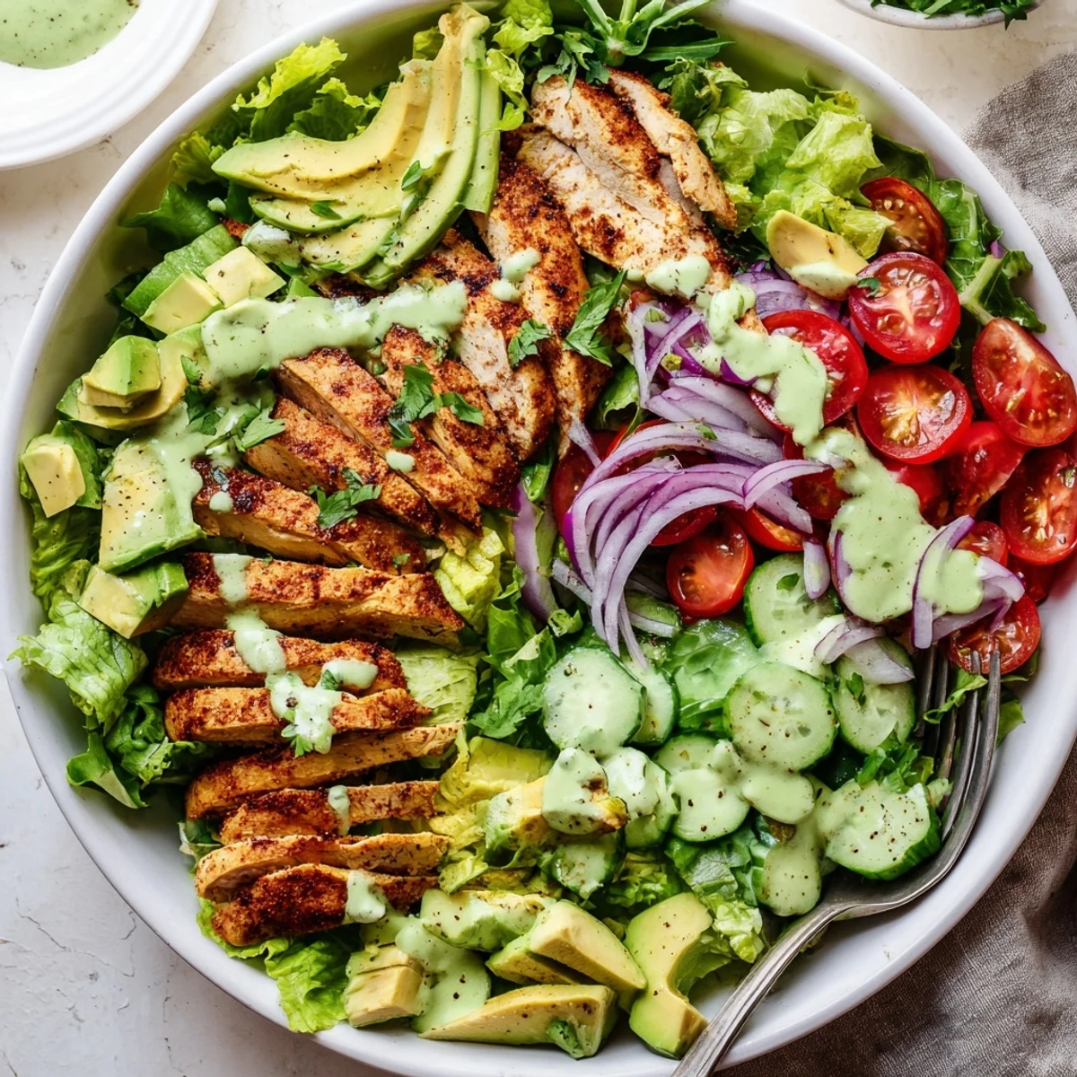 Creamy Avocado Grilled Chicken Salad Bowl