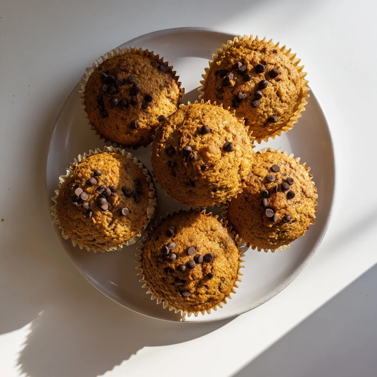 Golden peanut butter banana muffins with cracked tops cooling on a wire rack