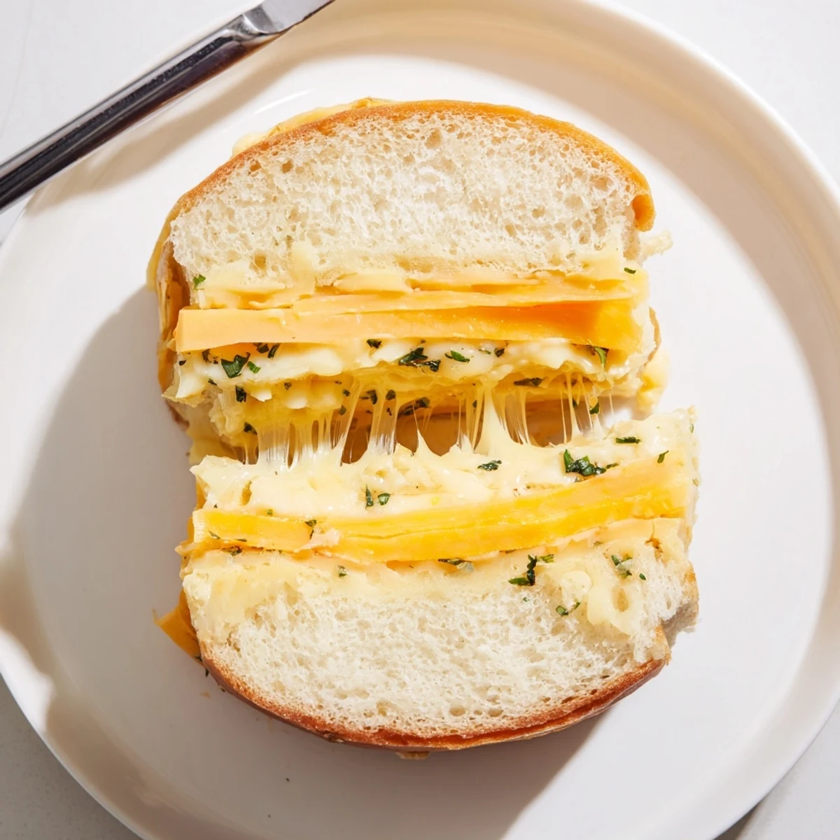 Pan of warm Mini Grilled Cheese Hawaiian Rolls, buttery crusts and gooey centers