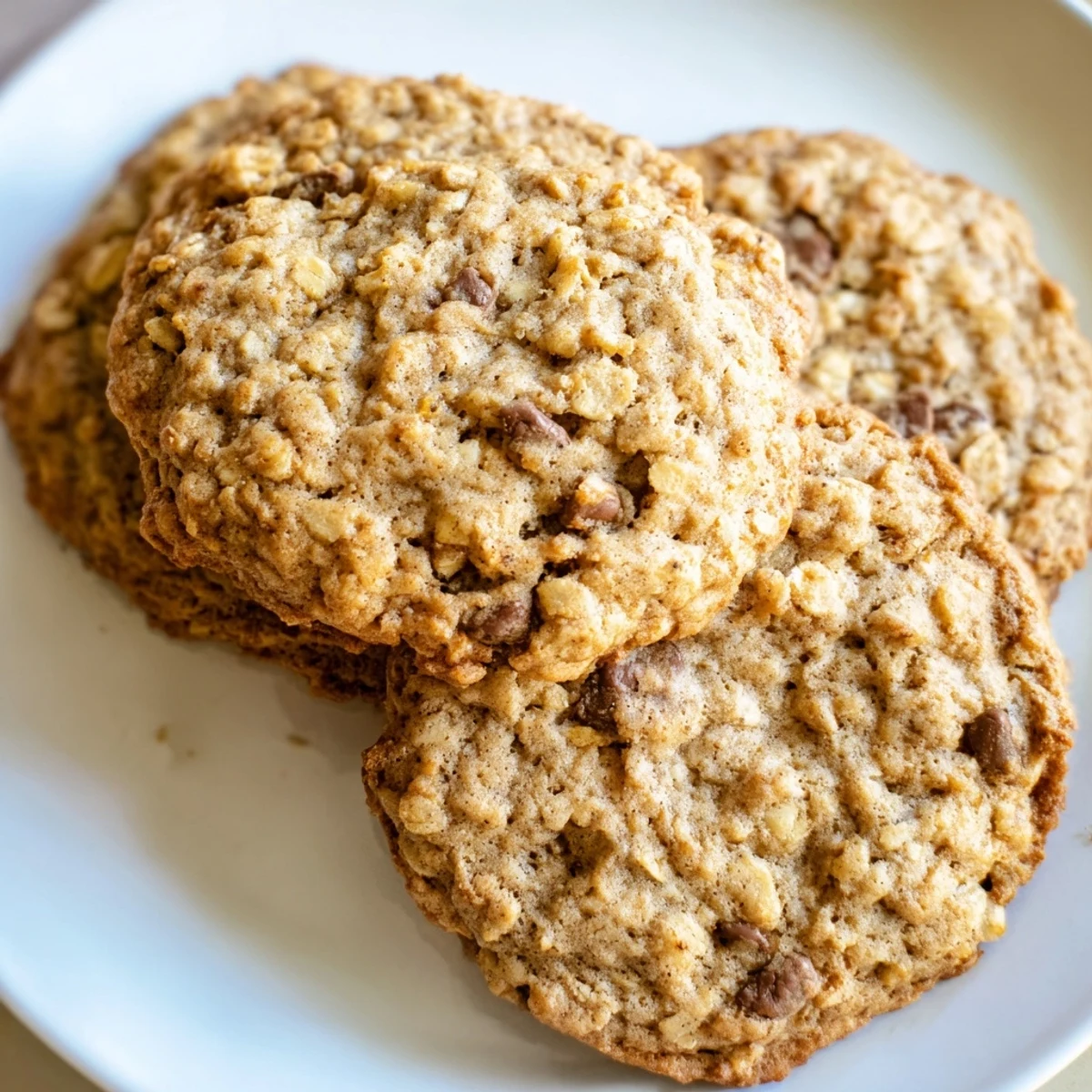 Chewy banana oatmeal cookies with visible oats and golden brown edges on parchment paper
