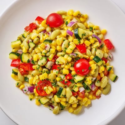 Hearty bowl of Succotash with Lima Beans and Corn, garnished with fresh parsley and a dollop of butter.  