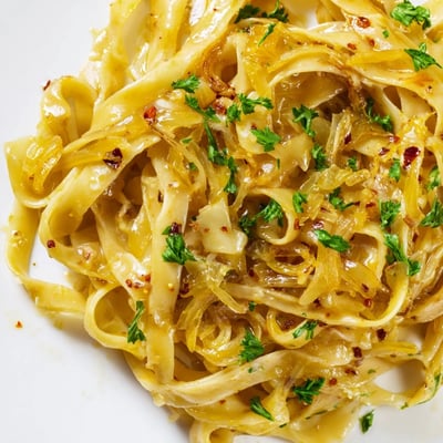 Sweet Heat Caramelized Onion Fettuccine