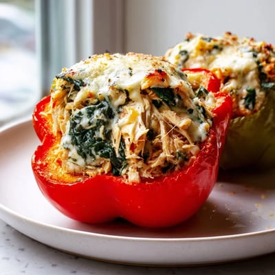 Chicken Florentine Stuffed Peppers